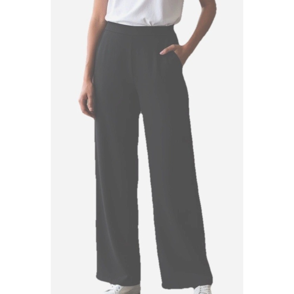 J Jill Linen Wide Leg Pants Dark Gray Flat Front Trouser Womens 14 Classy